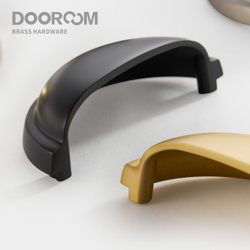 Dooroom Brass Furniture Handles Matt Brushed Nickel Yellow Bronze Cup Handle Cupboard Wardrobe Dresser Shoe Box Drawer Bin Pulls DOOROOM