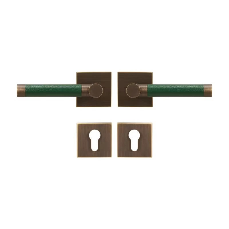 Dooroom Brass Door Lock Set Modern Replaceable Leather Interior Bedroom Bathroom Double Dummy Privacy Passage Door Lever Set DOOROOM