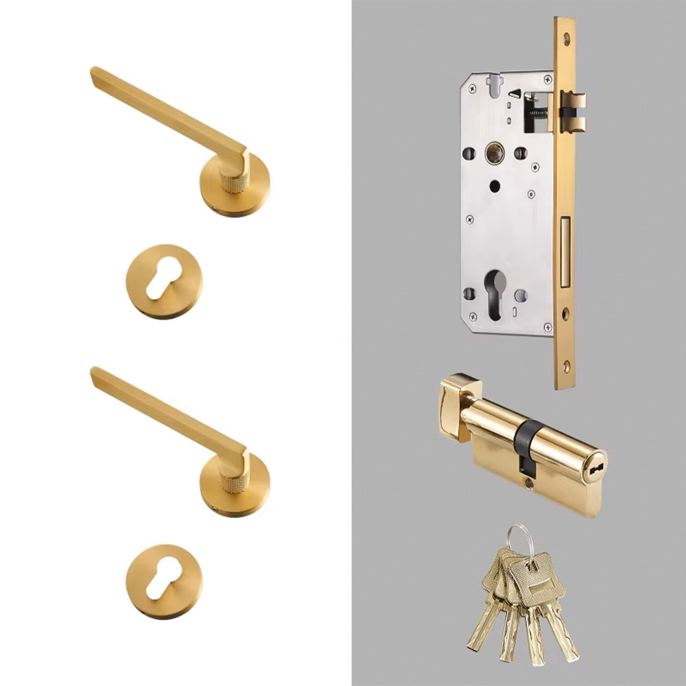 Dooroom Brass Door Lever Mute Black Gold Interior Bedroom Bathroom Wood Door Lock Set Dummy Handle Knob DOOROOM