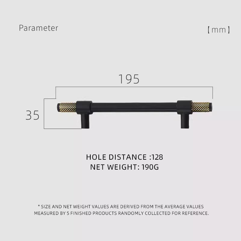 Dooroom Brass Furniture Handles T-bar Black Gold Knurled Textured Modern Italy Wardrobe Dresser Cupboard Cabinet Drawer Pulls DOOROOM