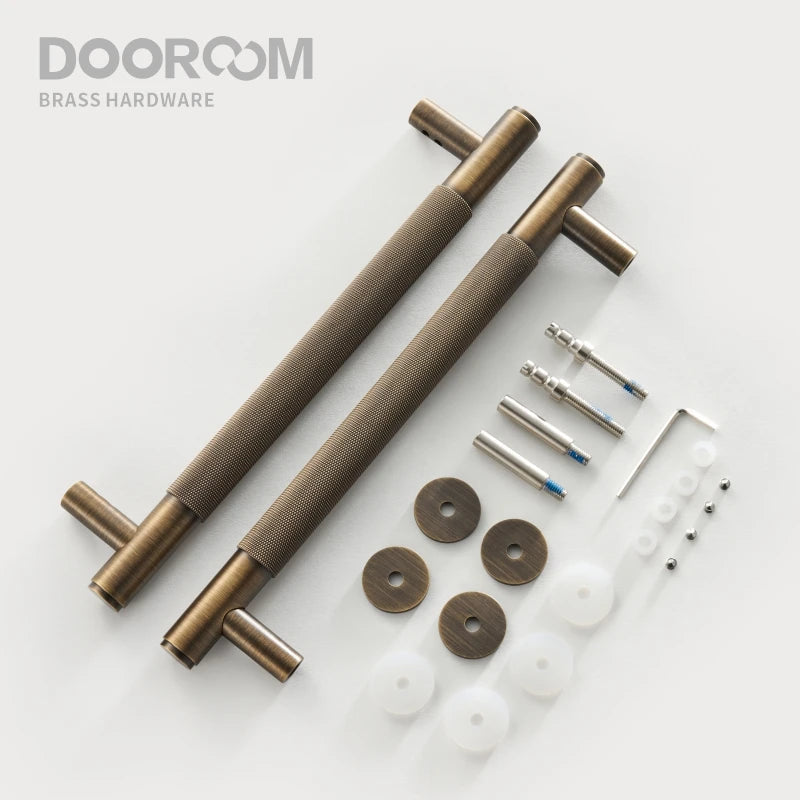 Dooroom Antique Brass Door Double Single Sided Knurled Pull Bar Wood Gate Glass Door Shower Room Handle Brass DOOROOM