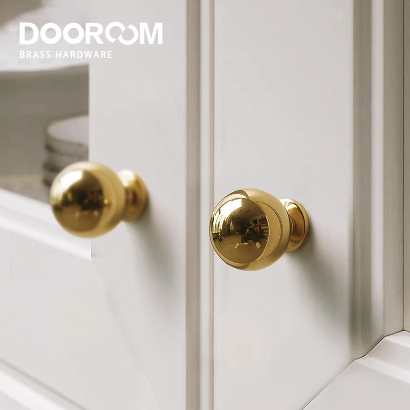Dooroom Brass Rotundity Furniture Handles Superior Quality Golden Wardrobe Dresser Cupboard Cabinet Door Drawer Shoe Box Handle DOOROOM