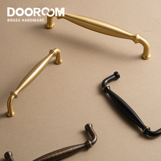 Dooroom Brass Furniture Handles Wardrobe Dresser Cupboard Shoe Box Cabinet Drawer Pulls New Classic Pastoral European Knobs DOOROOM