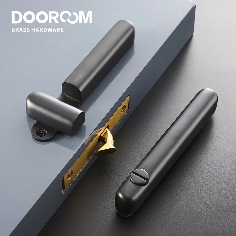 Dooroom Brass Sliding Door Lock Set Handles Gold PVD Black Interior Living Room Bathroom Balcony Kitchen DOOROOM