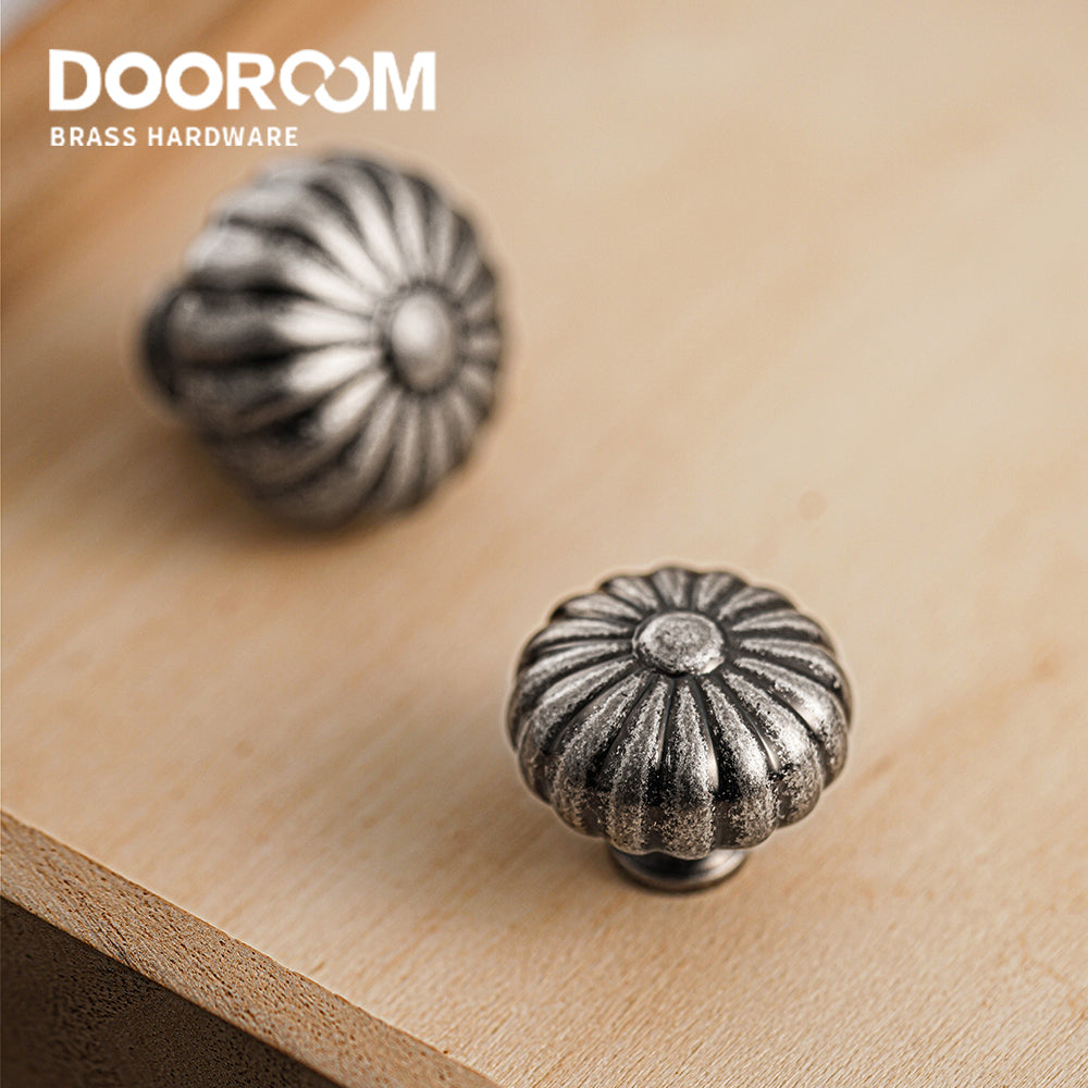 Dooroom Brass Furniture Handles Modern Pumpkin Vintage style antique silver Wardrobe Dresser Cupboard Cabinet Shoe Box Knobs DOOROOM