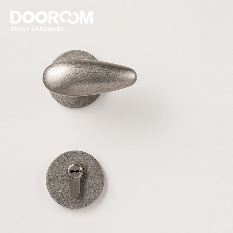 Dooroom Brass Door Lock Set Minimalist Ancient Silver Interior Bedroom Bathroom Dummy Privacy Passage Hidden Door Lock DOOROOM