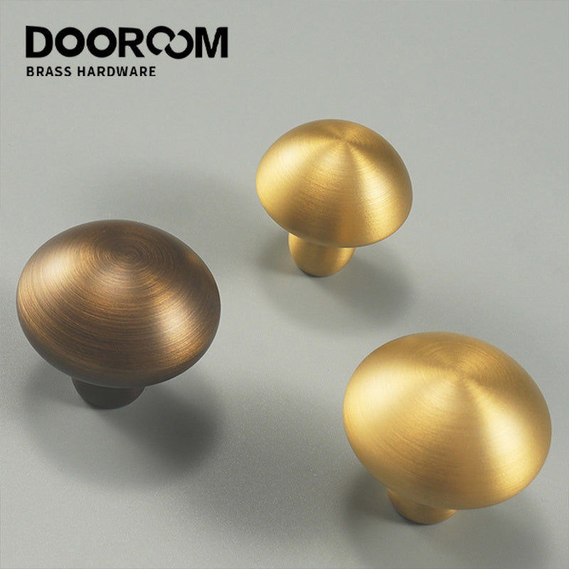Dooroom 1 Inch Matt Black Antique Brass Cabinet Knobs Modern Dresser Round Knobs Brass Mushroom Shape Pulls for Kitchen DOOROOM