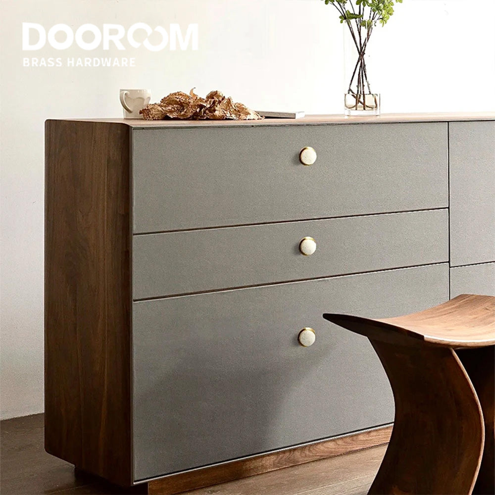 Dooroom Natural Marble Furniture Handle knob Stylish White Turquoise Brass Cabinet Drawer Wood Door Knobs Wall Clothes Cap Hook DOOROOM
