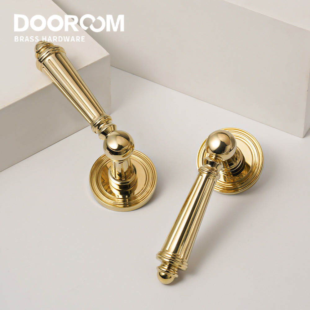 Dooroom Brass Furniture Door Lock Bright Silver French Retro Bright Gold Door Handle Lock Set Furniture Hardware Accessories DOOROOM