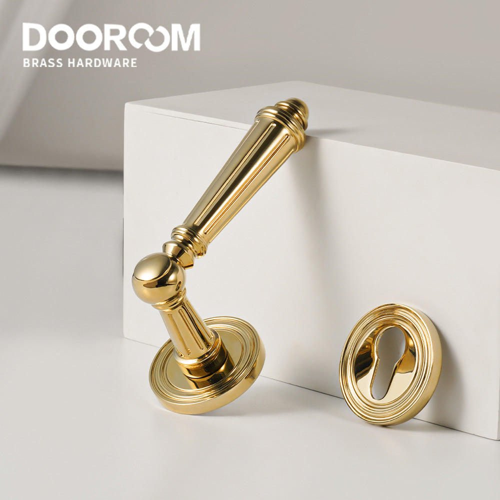 Dooroom Brass Furniture Door Lock Bright Silver French Retro Bright Gold Door Handle Lock Set Furniture Hardware Accessories DOOROOM