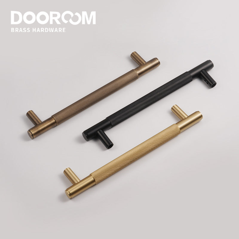 Dooroom Brass Knurled Door Handles Double Door Wood Door Shower Room Single Side Double Side Matt Gold Black Pulls DOOROOM