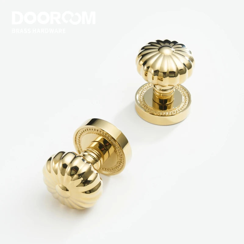 Dooroom Brass Door Lock Set Magnetic Optional PVD Shiny Gold Interior Bedroom Bathroom Double Wood Door Lever Dummy DOOROOM
