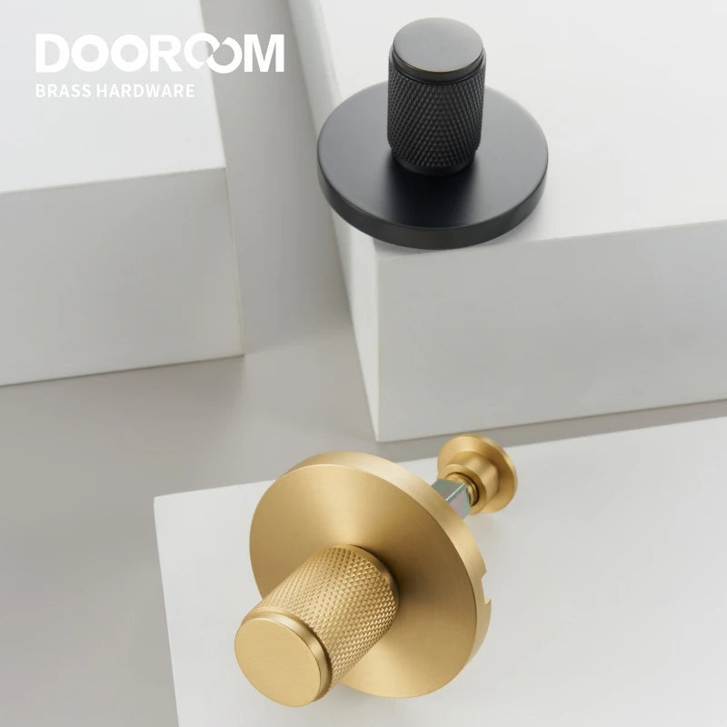 Dooroom Brass Knurled Hidden Door Lock Set Living Room Bathroom Invisible Thumb Turn Matt Black Brushed Brass Open In Emergency DOOROOM