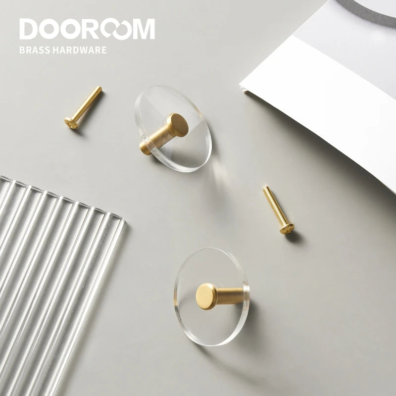 Dooroom Brass Acrylic Furniture Handles Wardrobe Dresser Cupboard Cabinet Drawer Shoe Box Knobs Clothes Hangers Wall Hooks DOOROOM