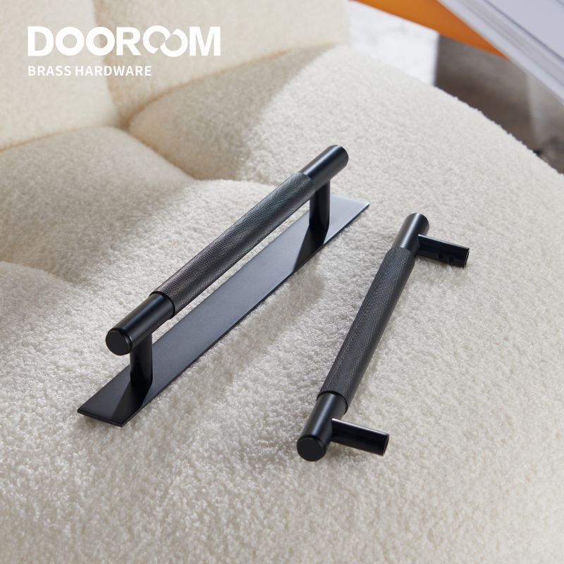 Dooroom Brass Knurled Door Handles Double Door Wood Door Shower Room Single Side Double Side Matt Gold Black Antique Brass Pulls DOOROOM