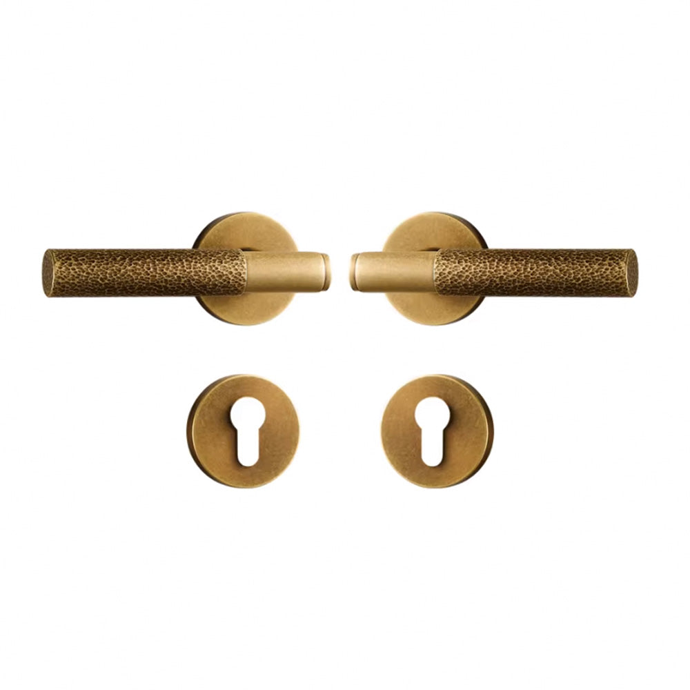 Dooroom Brass Door Lock Set Hammered Polished Brass Gold Yellow Bronze Interior Bedroom Bathroom Double Wood Door Lever DOOROOM