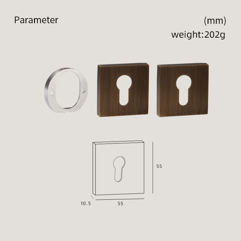 Dooroom Brass Door Handle Accessories Euro Cylinder Escutcheon square Matt Brass Antique Bronze Black DOOROOM
