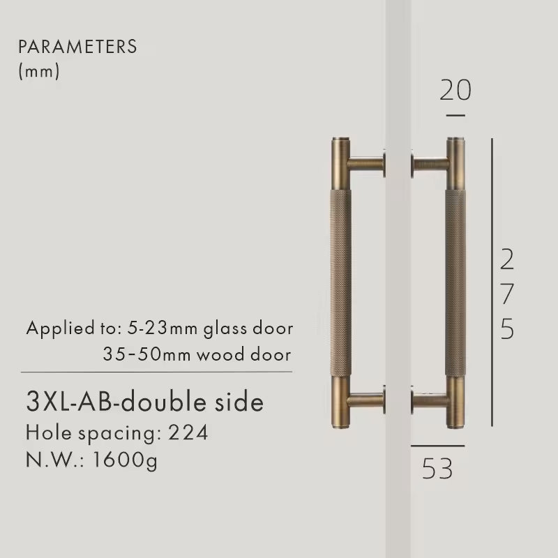 Dooroom Brass Knurled Door Handles Double Door Wood Door Shower Room Single Side Double Side Matt Gold Black Pulls DOOROOM
