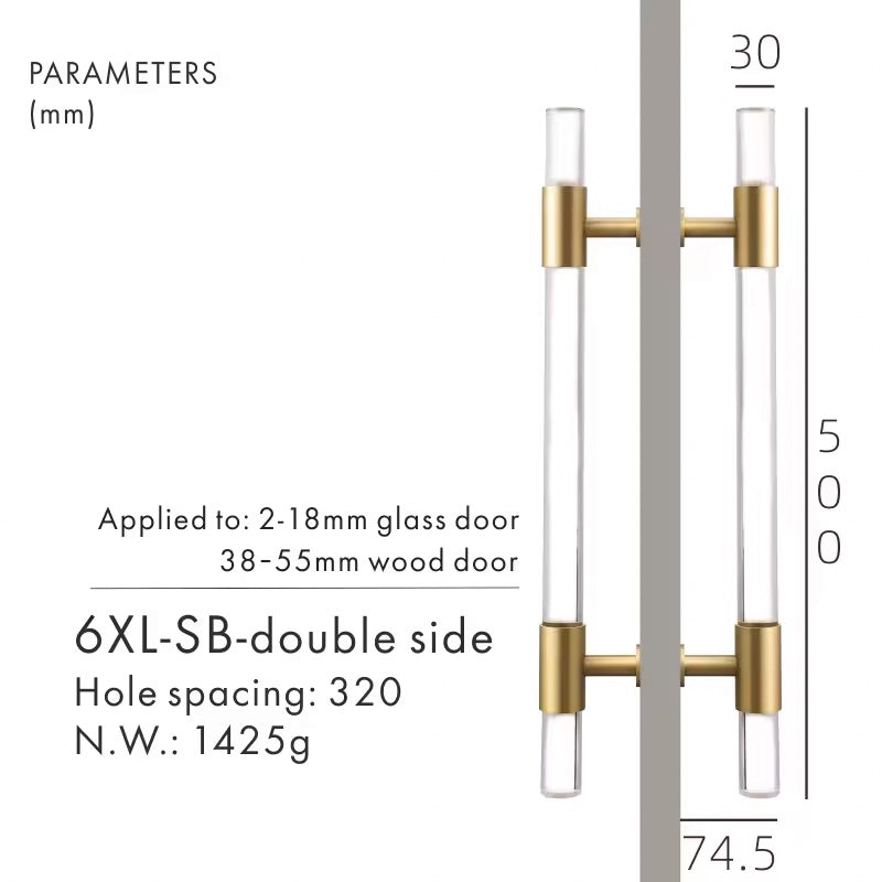 Dooroom Brass Acrylic Door Handles transparently Double Door Door Shower Room Single Side Double Side Matt Gold Pulls DOOROOM