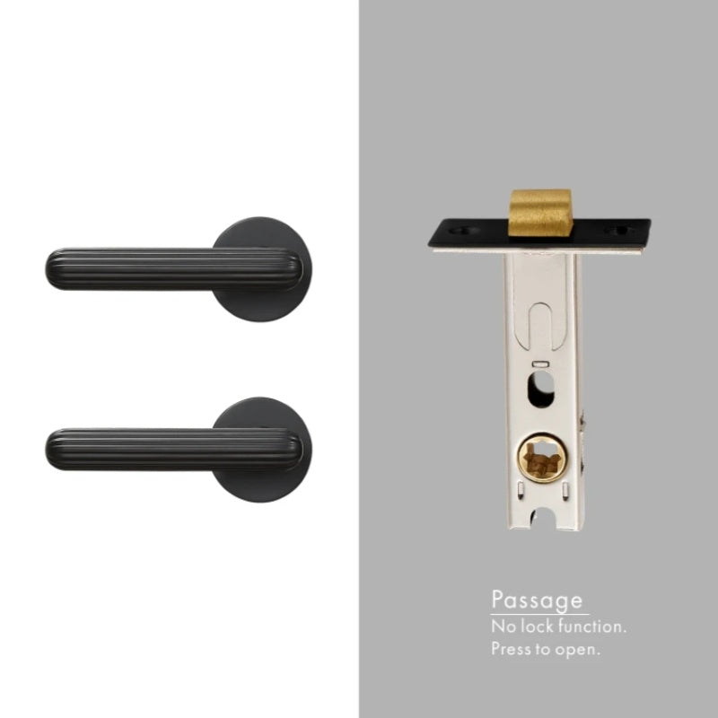 Dooroom Brass Door Lock Set Modern Simple European Interiror Bedroom Bathroom Double Wood Door Lever Set Dummy Handle Knob DOOROOM