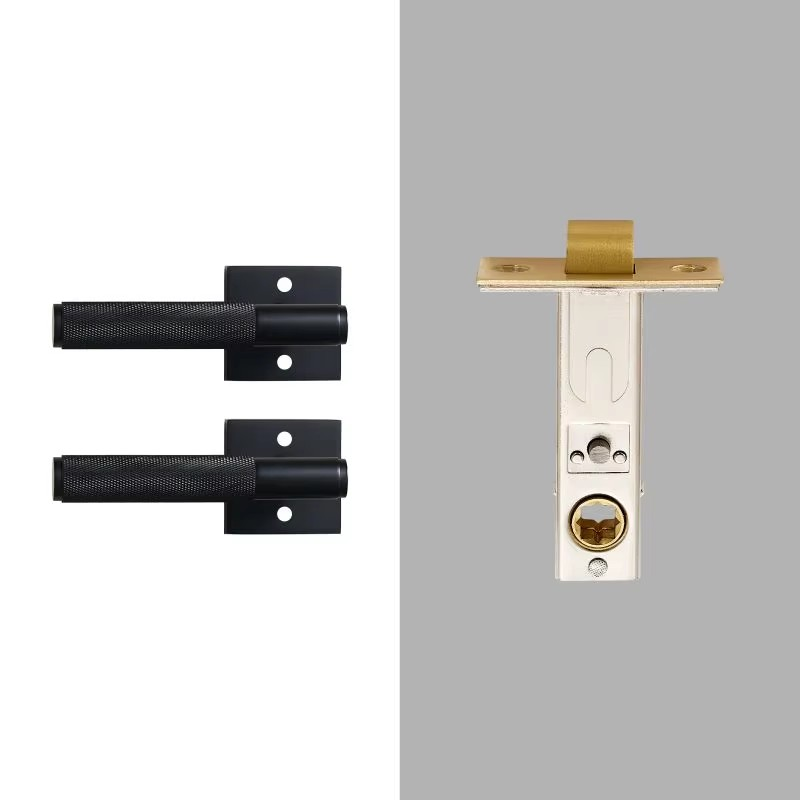 Dooroom Brass Door knurled handle Set Modern Interiror Bedroom Bathroom Door Lever Set Dummy Privacy Passage lock DOOROOM