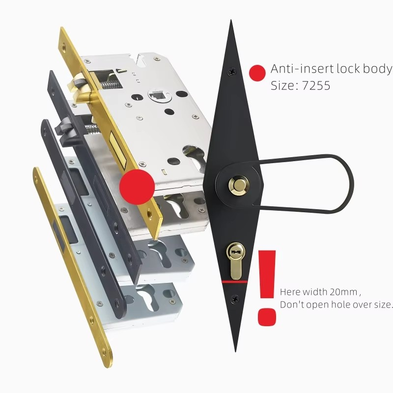 Dooroom Brass Door Lever Ultra-thin Mute Black Gold Modern Interior Bedroom Bathroom Wood Door Lock Long Plate Split Handle Knob DOOROOM