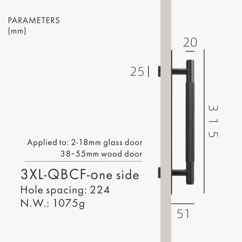 Dooroom Brass Knurled Door Handles Double Door Wood Door Shower Room Single Side Double Side Matt Gold Black Antique Brass Pulls DOOROOM