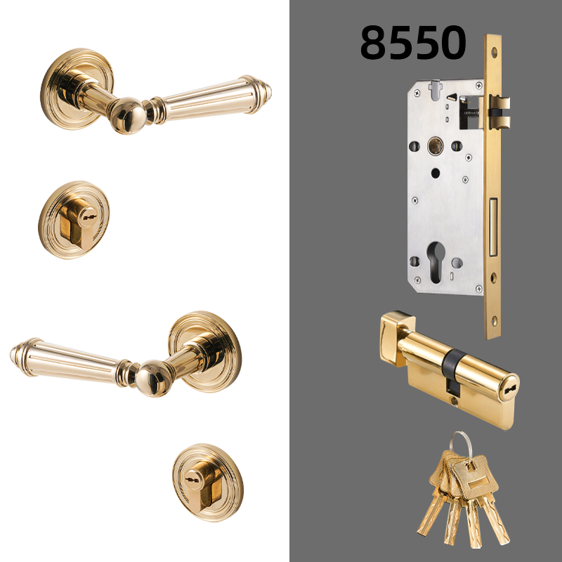 Dooroom Brass Door Lever Set Bright Silver French Retro Bedroom Gold Chrome New Classic Solid Wood Interior Lock Set Dummy Lock
