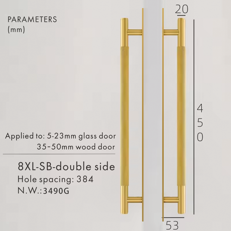 Dooroom Brass Knurled Door Handles Double Door Wood Door Shower Room Single Side Double Side Matt Gold Black Antique Brass Pulls DOOROOM