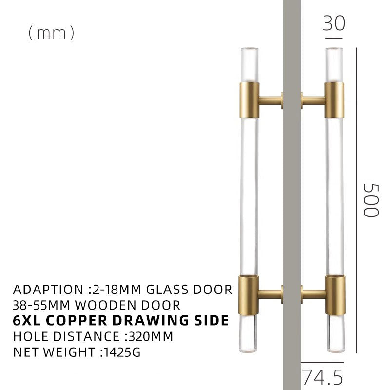 Dooroom Brass Acrylic Door Handles Double Door Wood Door Shower Room Single Side Double Side Matt Gold Pulls DOOROOM