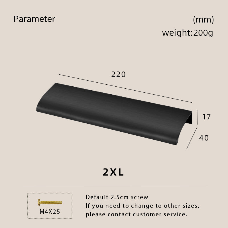 Dooroom Solid Brass Cabinet Drawer Cabinet Door Handle Comfortable Rounded Edge Lip Pull Extended Length Brushed Brass DOOROOM