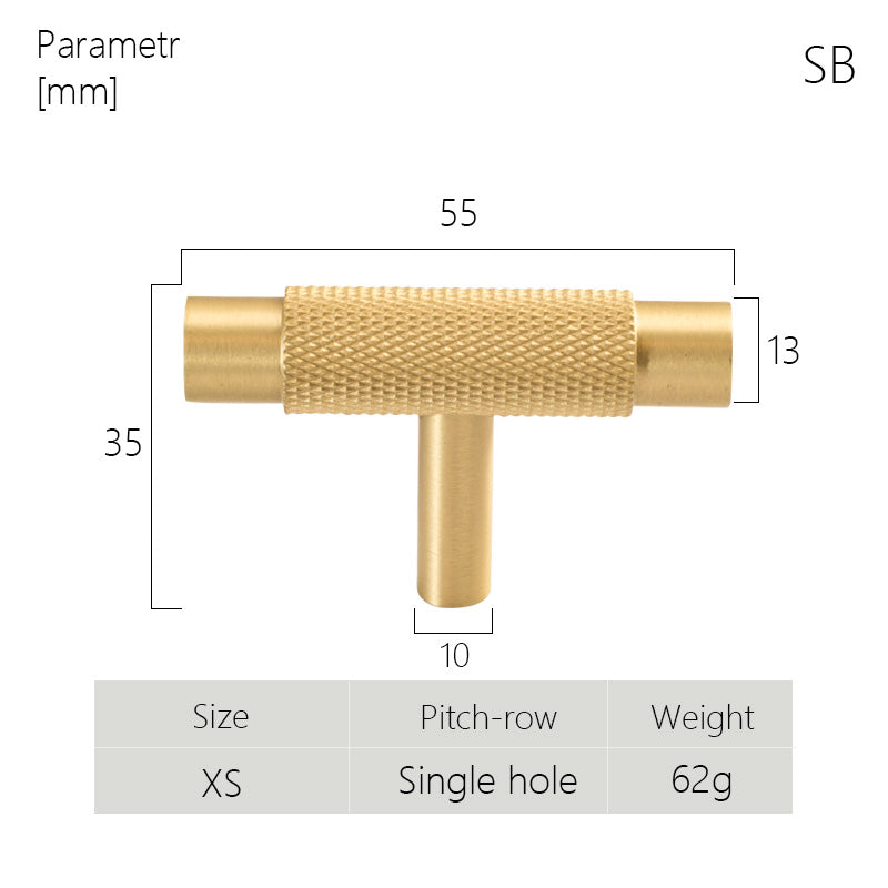 Dooroom Brass Furniture Handles Modern Knurled Antique Brass Cupboard Wardrobe Dresser Shoe Box Drawer Cabinet Knobs T-Bar DOOROOM
