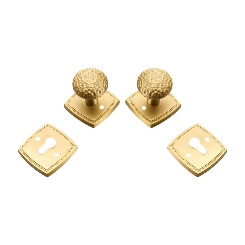 Dooroom Brass Door Lock Set Hammered Modern Bedroom Bathroom Double Lever Dummy Privacy Passage Hidden Handle Knob DOOROOM