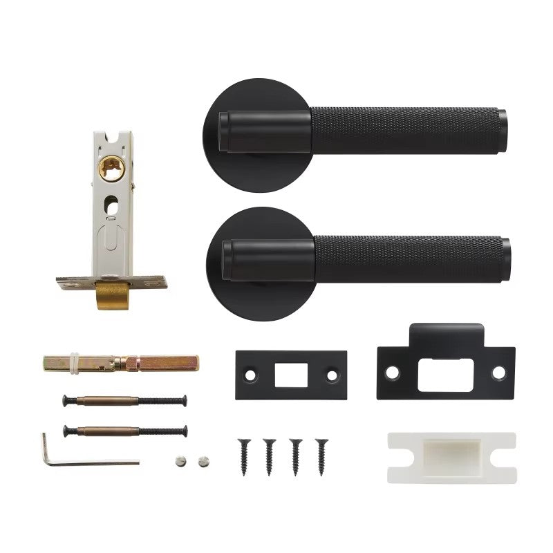 Dooroom Brass Door Lever Set Knurled Privacy Passage Dummy Thumbturn Lock Handle Set Knurled Hardware DOOROOM