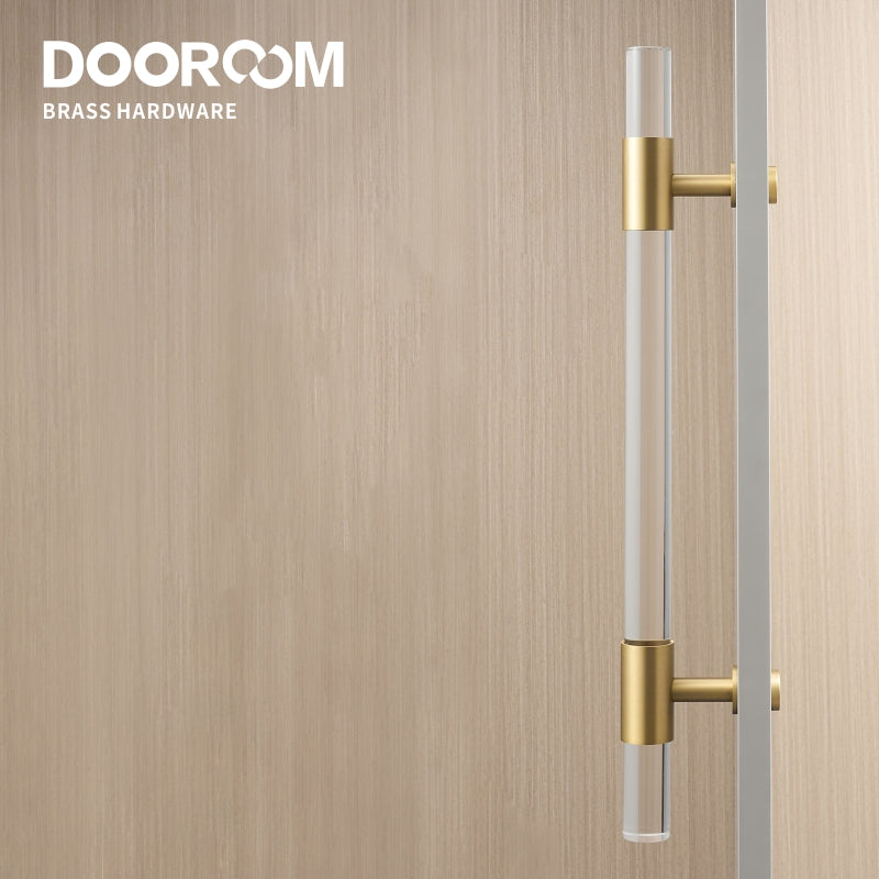 Dooroom Brass Acrylic Door Handles Double Door Wood Door Shower Room Single Side Double Side Matt Gold Pulls DOOROOM