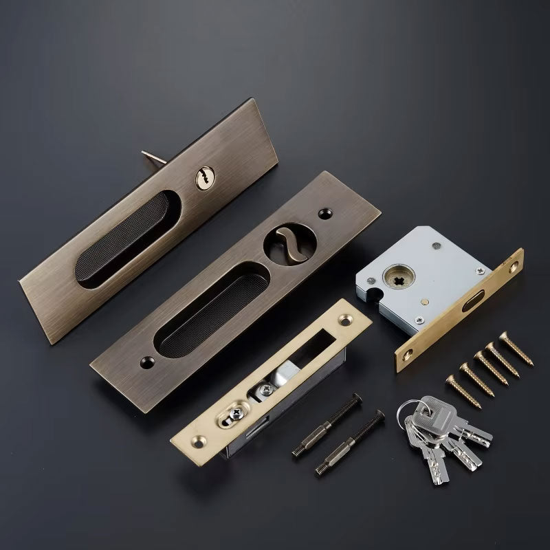 Dooroom Brass Sliding Door Lock Modern American Push Pull Hidden Handle Interior Living Room Bathroom Balcony Lockset With Keys DOOROOM
