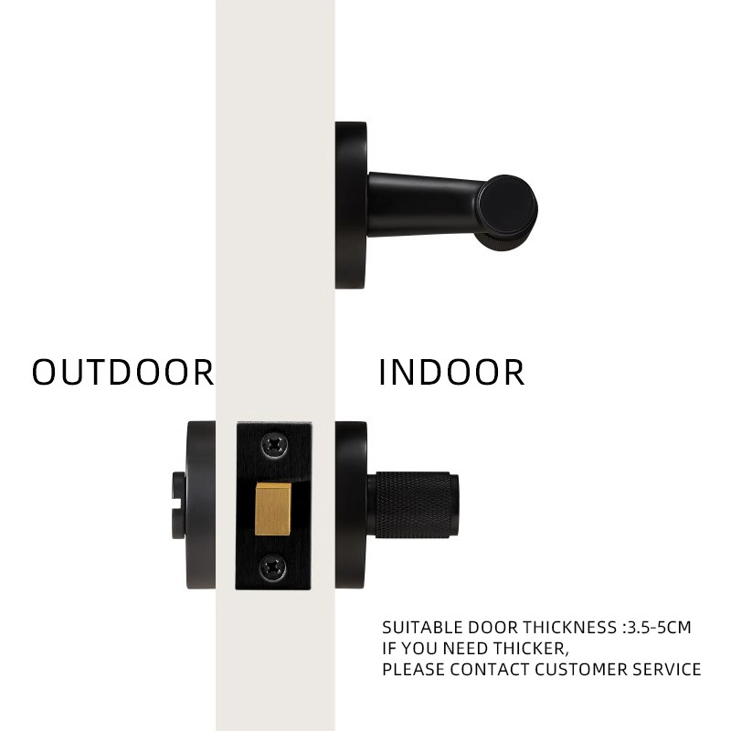 Dooroom brass knurled thumb turn key latch lever handle cylinder key escutcheon passage room lock DOOROOM