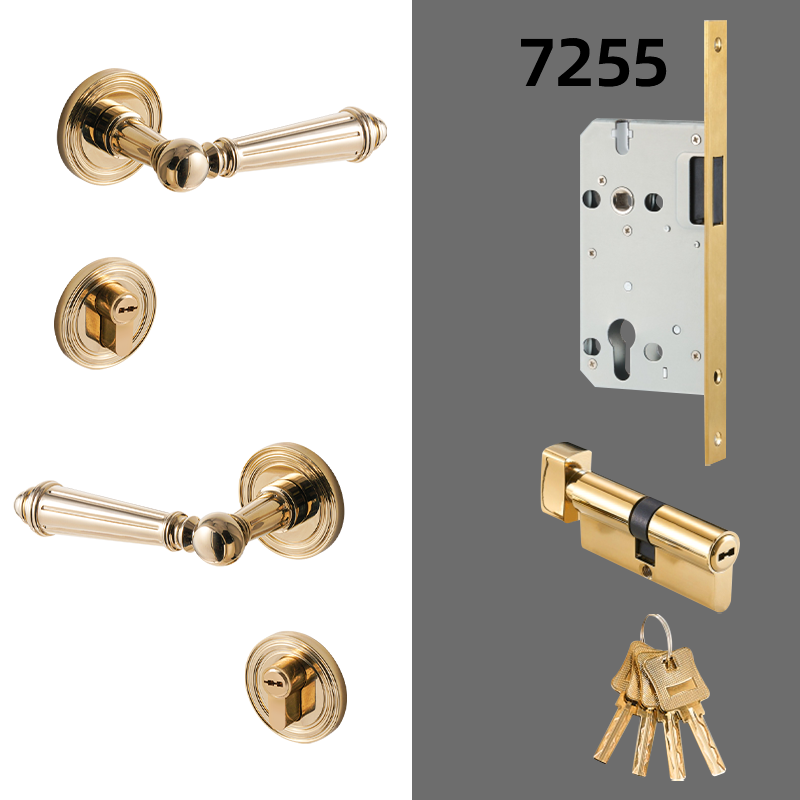 Dooroom Brass Door Lever Set Bright Silver French Retro Bedroom Gold Chrome New Classic Solid Wood Interior Lock Set Dummy Lock DOOROOM
