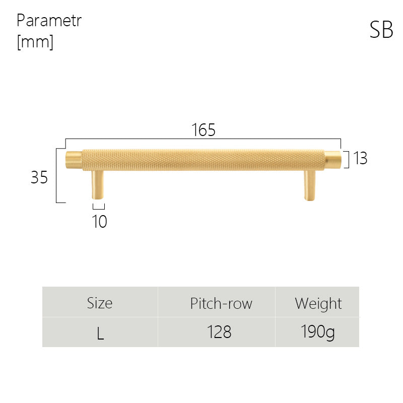 Dooroom Brass Furniture Handles Modern Knurled Antique Brass Cupboard Wardrobe Dresser Shoe Box Drawer Cabinet Knobs T-Bar DOOROOM