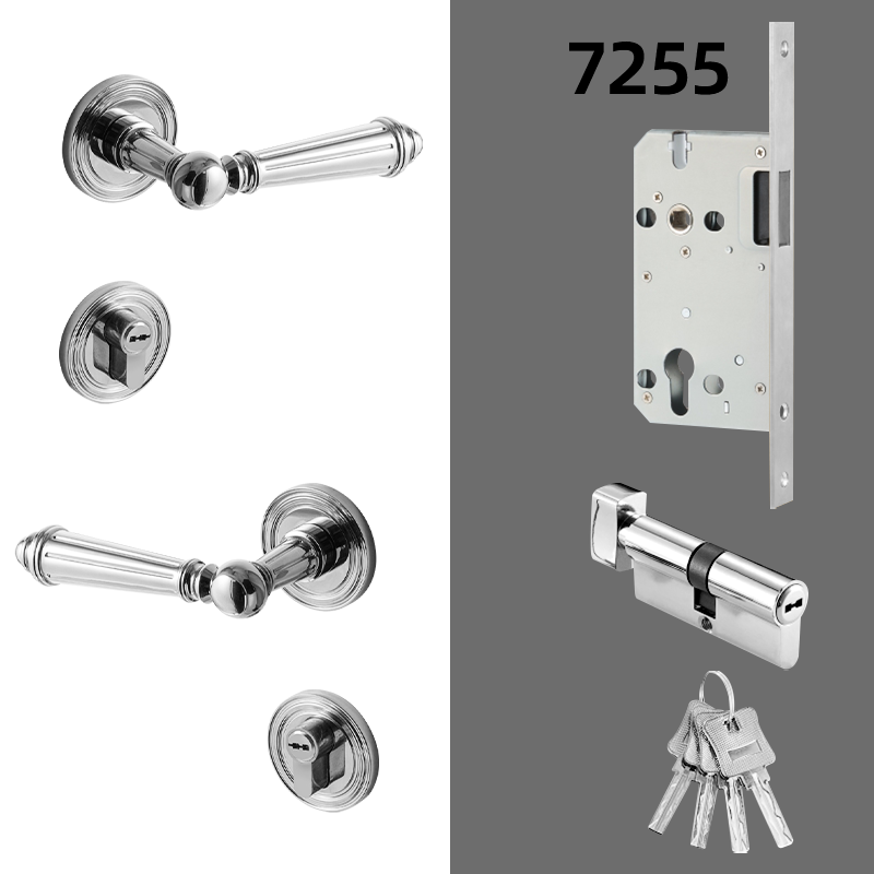 Dooroom Brass Door Lever Set Bright Silver French Retro Bedroom Gold Chrome New Classic Solid Wood Interior Lock Set Dummy Lock DOOROOM