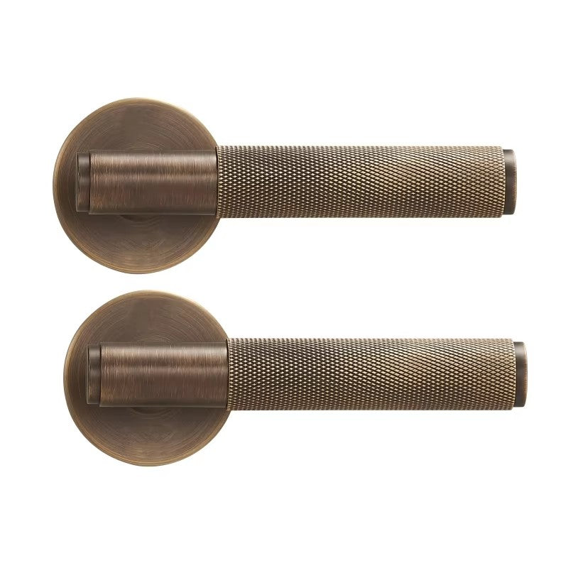 Dooroom Brass Door Lever Set Knurled Privacy Passage Dummy Thumbturn Lock Handle Set Knurled Hardware DOOROOM