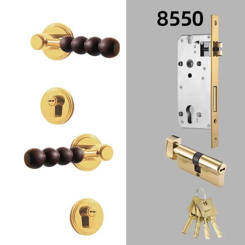 Dooroom Brass Walnut Door Lock Set Modern Walnut Wood Modern Furniture Room Door Handle Magnetic Mute Bathroom Bedroom Door Lock DOOROOM