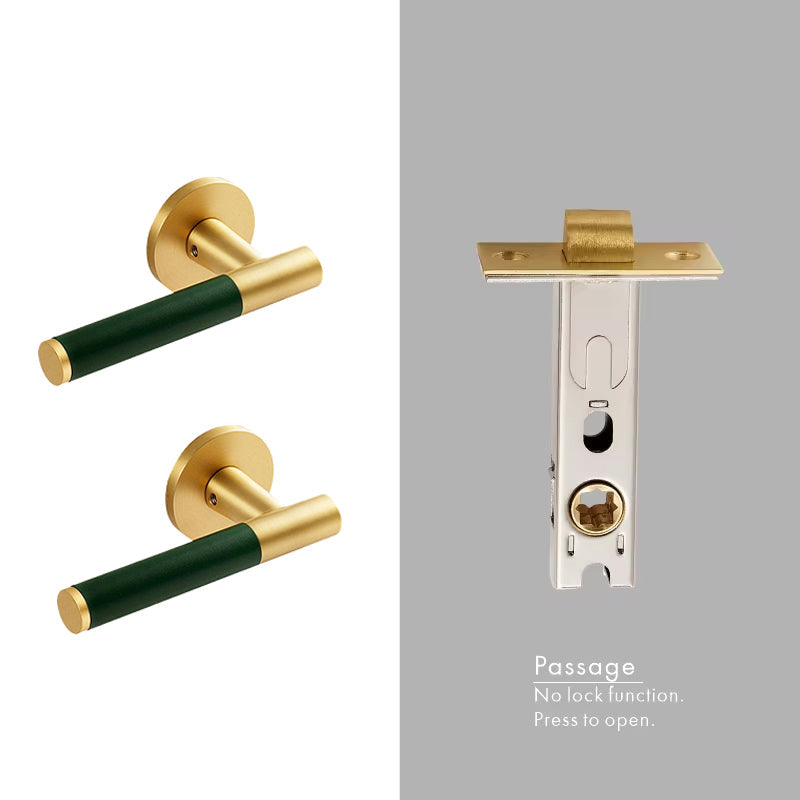Dooroom Brass Leather Door Lock Set Modern Italian Interior Modern Bedroom Bathroom Double Wood Door Lever Set Dummy Handle DOOROOM