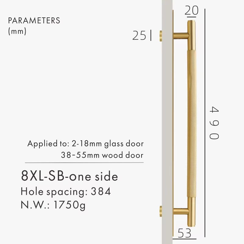 Dooroom Brass Knurled Door Handles Double Door Wood Door Shower Room Single Side Double Side Matt Gold Black Antique Brass Pulls DOOROOM