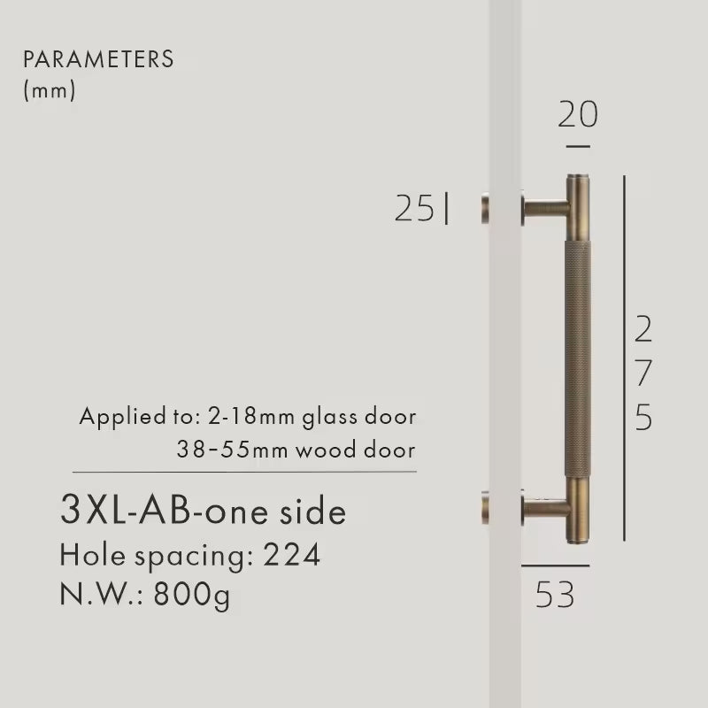 Dooroom Brass Knurled Door Handles Double Door Wood Door Shower Room Single Side Double Side Matt Gold Black Pulls DOOROOM