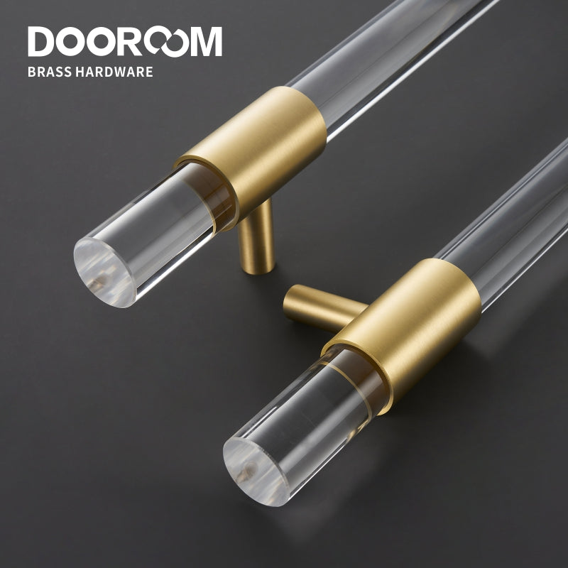 Dooroom Brass Acrylic Door Handles Double Door Wood Door Shower Room Single Side Double Side Matt Gold Pulls DOOROOM