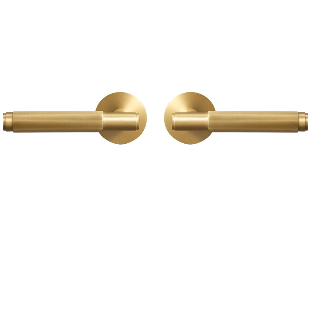 Dooroom Brass Stripe Door Lock Set Modern Grey Interior Bedroom Bathroom Double Wood Lever Dummy Handle Knob Linear DOOROOM