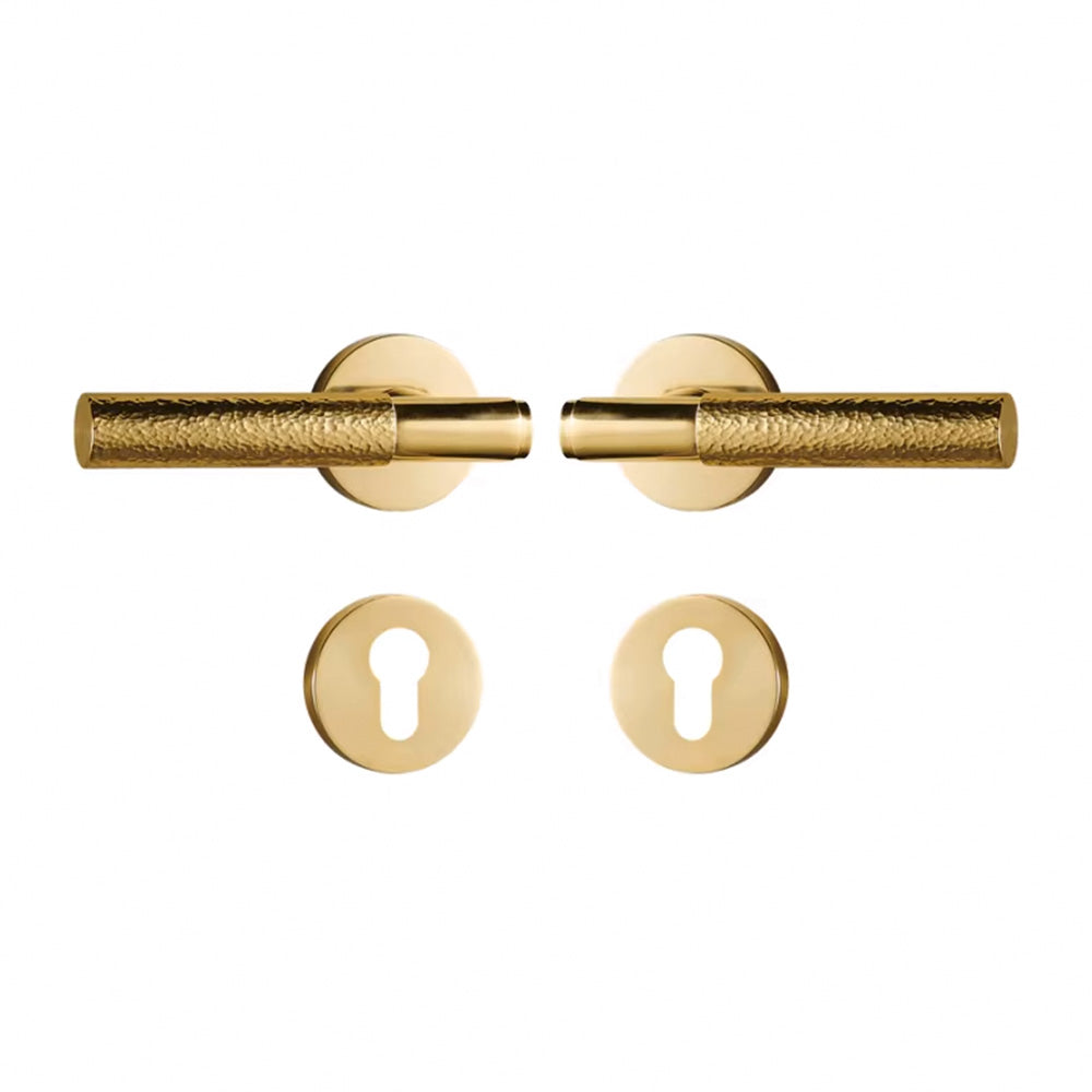 Dooroom Brass Door Lock Set Hammered Polished Brass Gold Yellow Bronze Interior Bedroom Bathroom Double Wood Door Lever DOOROOM