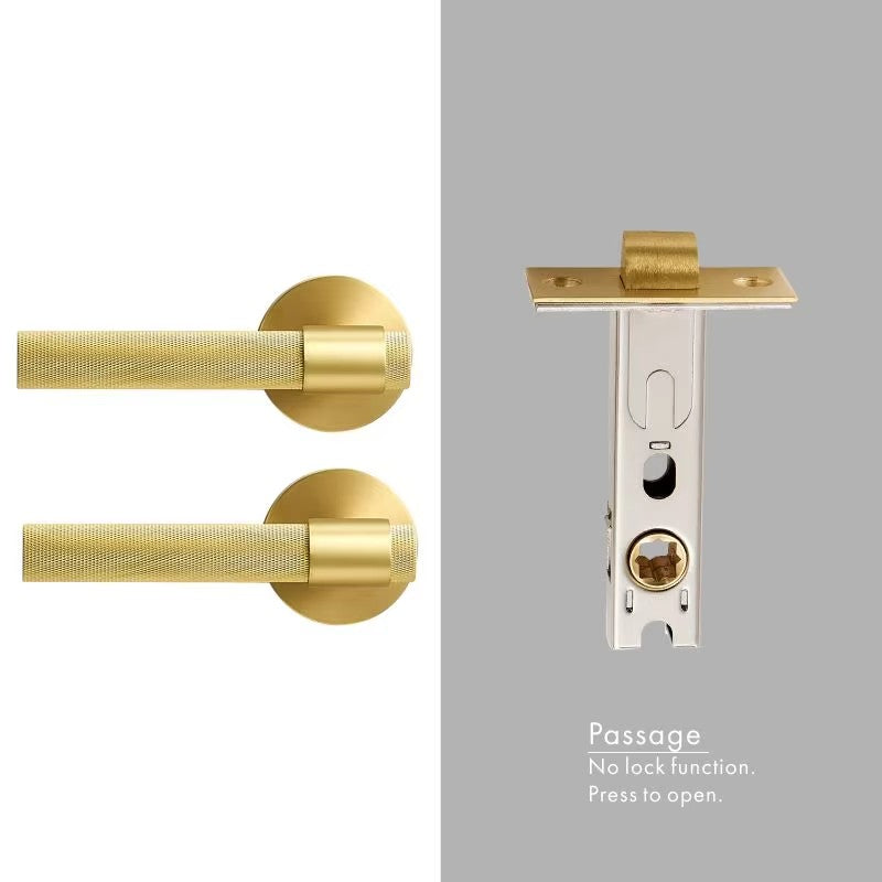 Dooroom Brass Knurled Door Lock Set Black Gold Interior Bedroom Bathroom Double Wood Door Lever Set Dummy Privacy DOOROOM
