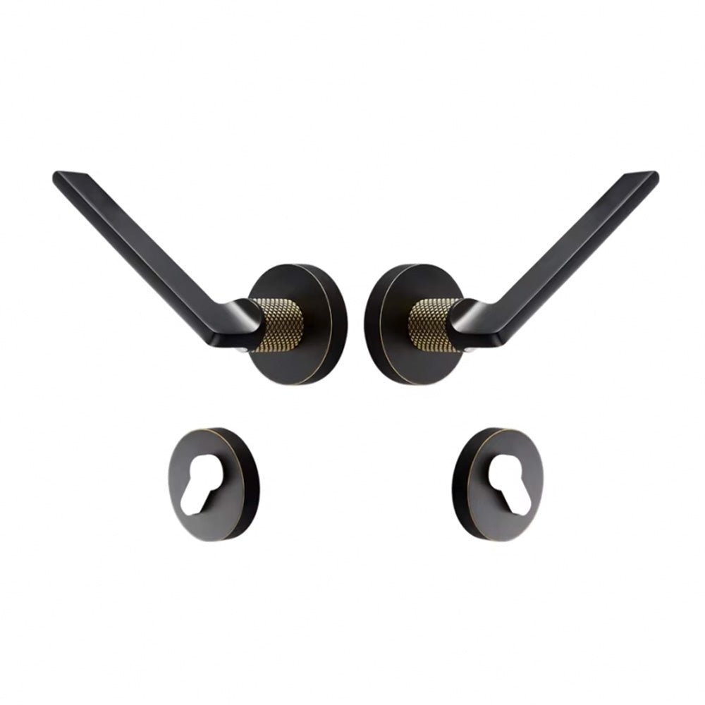 Dooroom Brass Door Lever Mute Black Gold Interior Bedroom Bathroom Wood Door Lock Set Dummy Handle Knob DOOROOM